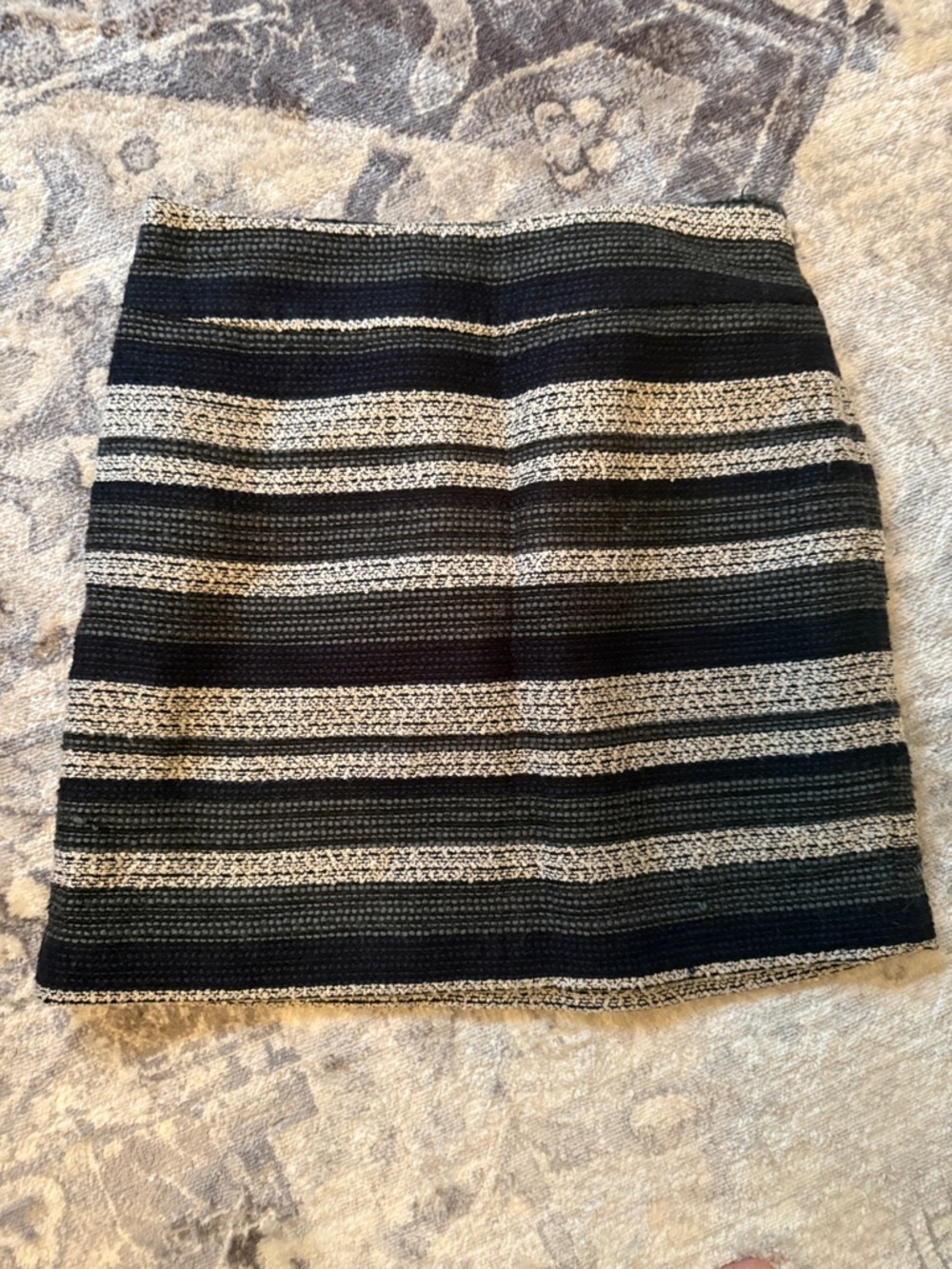 LOFT Classic Black and Cream Striped Knit Mini Shirt